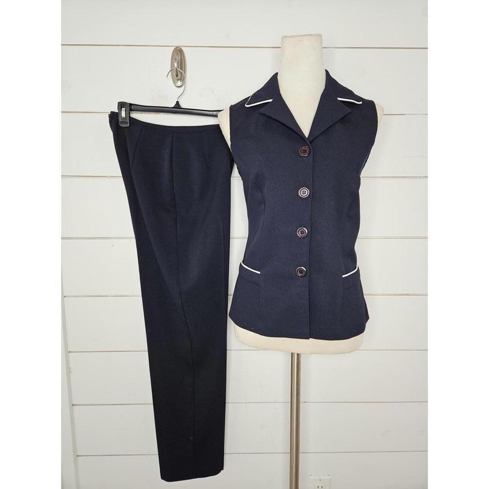 Y2K City Triangles size 9/10 navy w/ white details nautical sleeveless suit